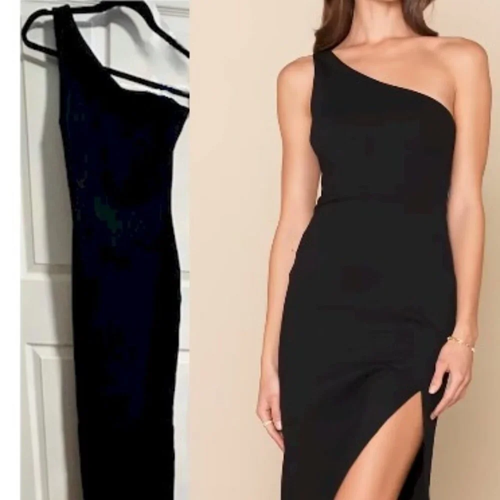 Lulus Good Times Only Black One-Shoulder Maxi Dress XXS No Size Tag - Picture 5 of 7